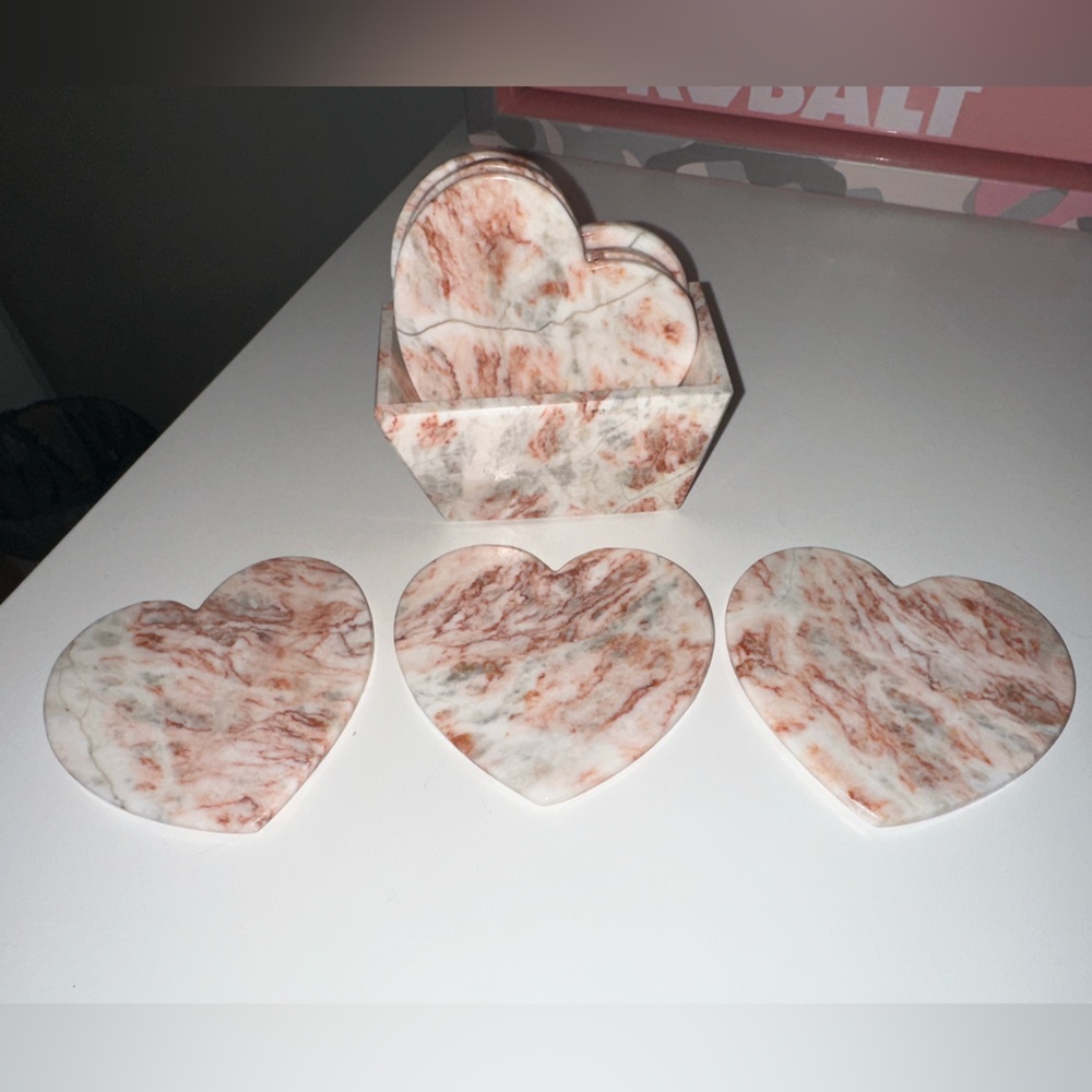 Marble Heart Coaster Set